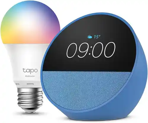 Altavoz Echo Spot y bombilla inteligente Tapo L530EA