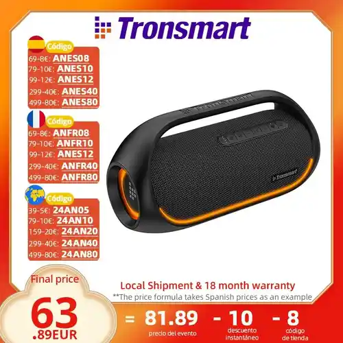 Altavoz Tronsmart Bang Bluetooth 60W RGB Hi-Res Audio con Powerbank y NFC