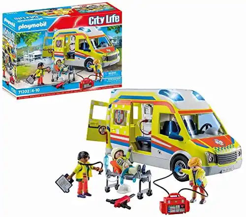 Ambulancia Playmobil City Life con figuras y accesorios incluidos.