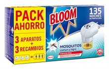 Aparato + 3 recamios de Bloom Electrico Líquido contra mosquitos común y tigre