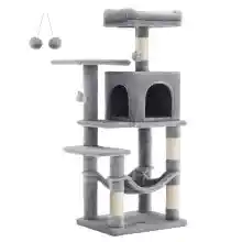 Árbol rascador 112cm para gatos con hamaca y cueva