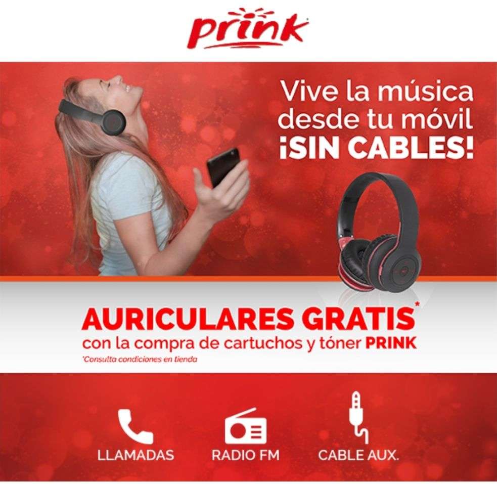 Auriculares Bluetooth gratis con la compra de cartuchos y tóner seleccionados en Prink