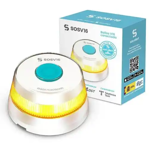 Baliza SOSV16 V16 GPS conectada DGT con luz LED y 12 años de conectividad