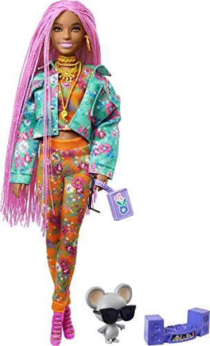 Barbie Extra Muñeca articulada con trenzas rosas