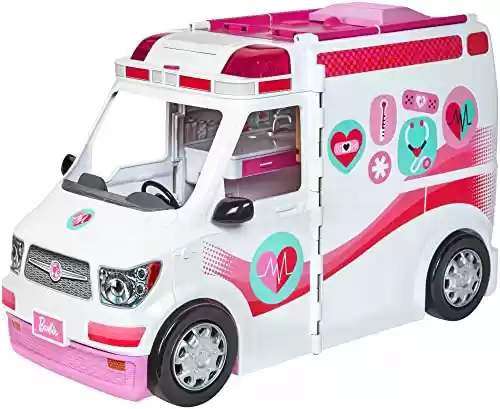Barbie Juego de Ambulancia y Clínica - Convertible - 20+ Accesorios - Luces y Sonidos