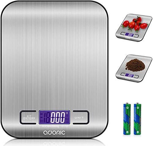 Báscula Digital para Cocina de Acero Inoxidable, hasta 5kg