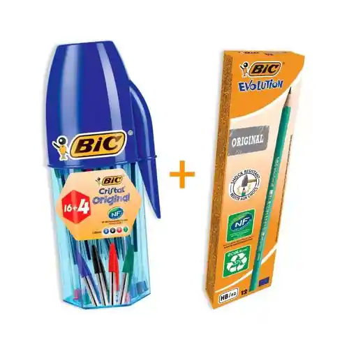Bic Cristal 20 bolígrafos + 12 Lápices HB ¡SOLO HOY!