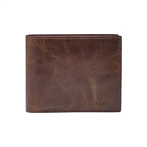 Billetero de piel para hombre Fossil Derrick