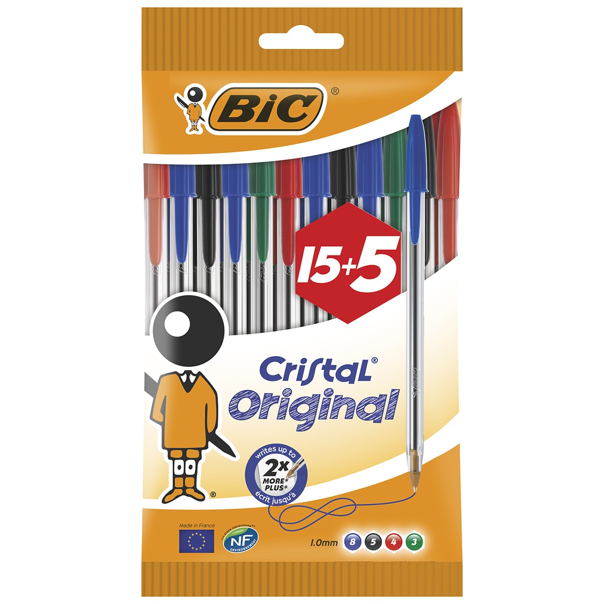 Blíster Bolígrafos Bic Cristal 15 + 5 gratis