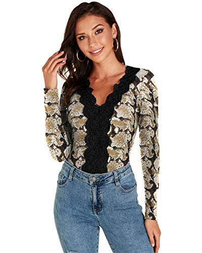 Blusa sexy de manga larga con cuello en V