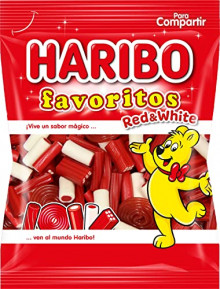 Bolsa Haribo Favoritos Red & White de 150 gramos