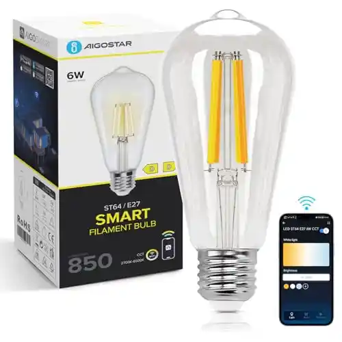 Bombilla LED de filamentos 6W E27 WiFi compatible con Alexa y Google