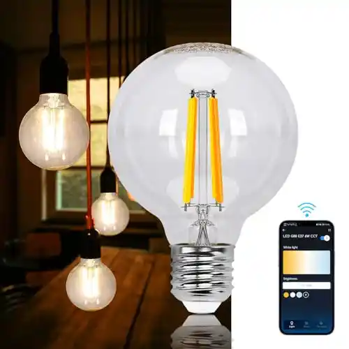 Bombilla LED inteligente Alexa LED tipo globo, 6W 850LM E27