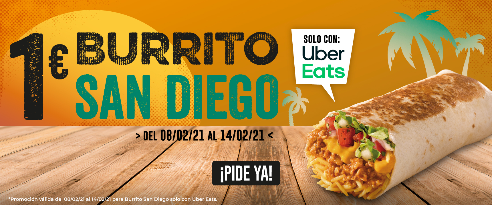 Burrito San Diego por 1€ en Taco Bell con Uber Eats
