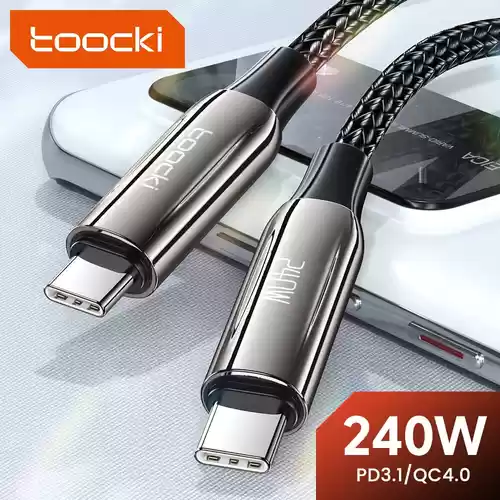Cable USB tipo C de carga súper rápida, 240W, PD 3,1, 48V, 5A, Toocki