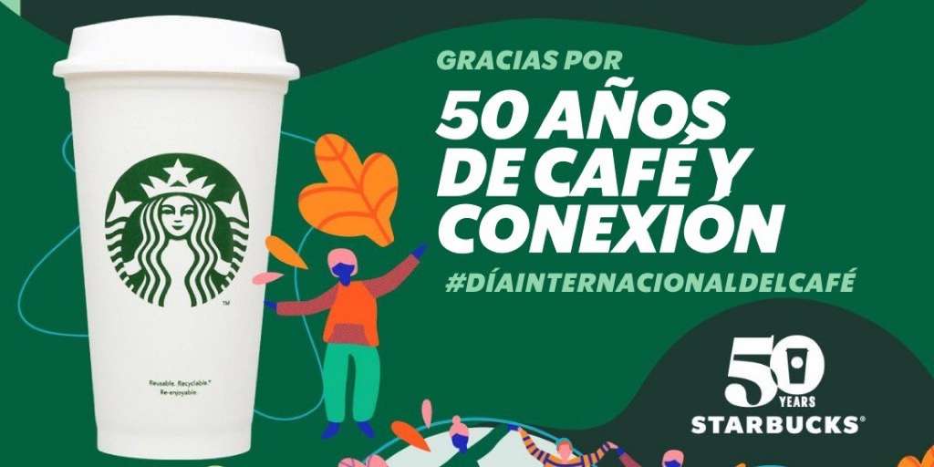 Café o bebida gratis en Starbucks el día 01/10/2021 llevando cualquier vaso reutilizable, termo o taza