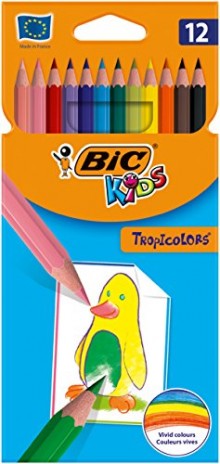 Caja de 12 lápices BIC Kids Tropicolors de colores surtidos