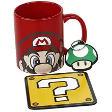 Caja Regalo Mario: taza, llavero y portavasos.