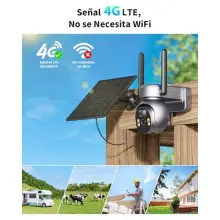 Cámara de vigilancia exterior 2K 4G LTE Impermeable con Panel Solar y Tarjeta SIM
