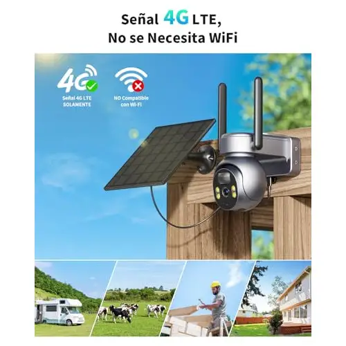 Cámara de vigilancia exterior 2K 4G LTE Impermeable con Panel Solar y Tarjeta SIM