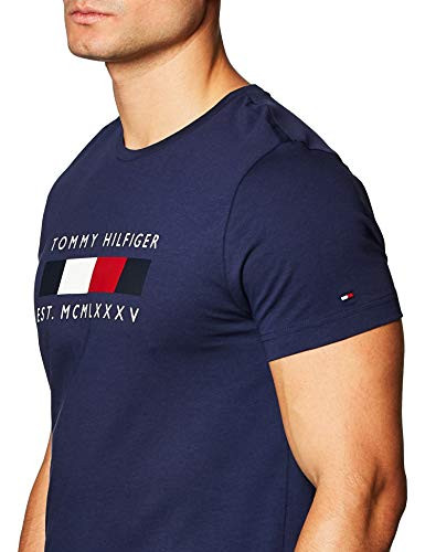 Camiseta Tommy Hilfiger Logo Box Stripe tee para Hombre
