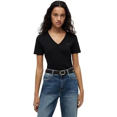 Camiseta Tommy Hilfiger New Slim Cody de algodón regenerativo cuello V