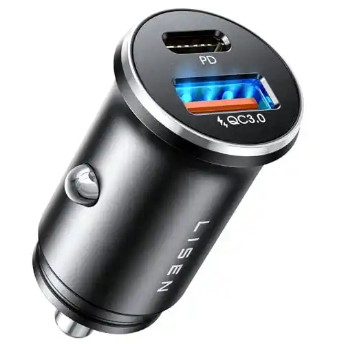 Cargador Coche Carga Rápida USB C 36W+USB A 18W