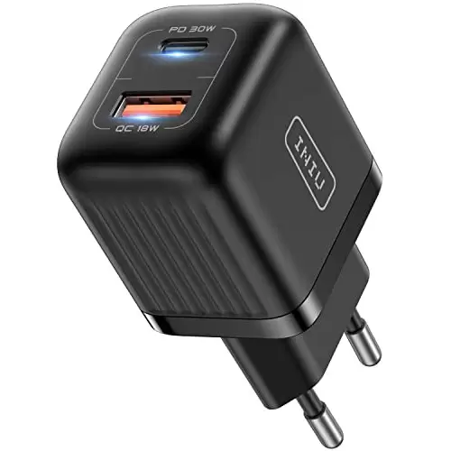 Cargador USB C 30W QC 3.0 2 Puertos (USB C & USB A)