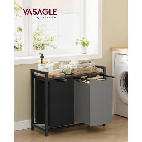 Cesta para la ropa sucia de 2 compartimentos 92 L (73 x 33 x 72 cm)