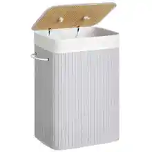 Cesto de ropa sucia Songmics bambú 72L plegable con tapa y bolsa lavable