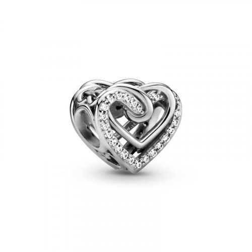 Charm Pandora Corazones Brillantes Entrelazados de plata