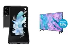 Chollazo! Móvil Samsung Galaxy Z Flip4 5G 8GB/128GB + REGALO Smart TV Samsung 55” CU7105