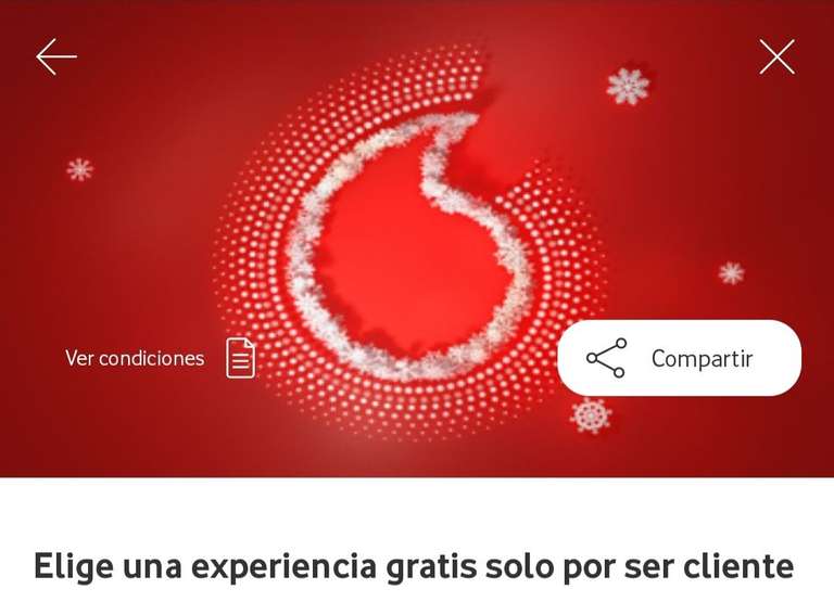 Clientes Vodafone - elige una experiencia gratis