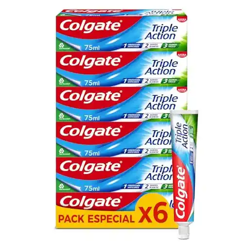 Colgate Triple Acción Pasta de Dientes, Pack 6 x 75ml