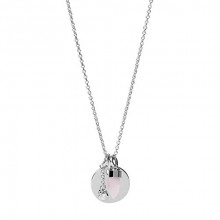 Collar con colgante de plata esterlina para mujer Fossil JFS00497040 cuarzo rosa