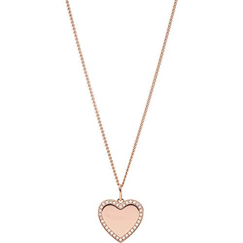 Collar Fossil Fossil JF03362791 de mujer corazón acero inoxidable rosa circonita blanca 50 cm