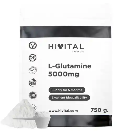 Complemento alimenticio L-glutamina 5000 mg para 5 meses