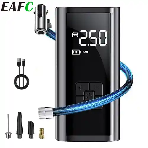 Compresor de aire portátil con 4 cabezales y luz LED