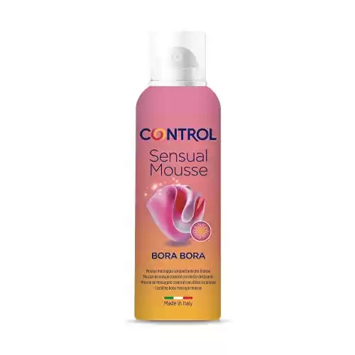 Control Sensual Mousse Bora Bora - Mousse de masaje corporal con efecto chispeante con sonido y aroma a notas florales y frutales - 125 ml - Compatible con preservativo - Hipoalergénico