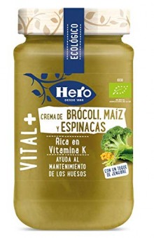 2 botes crema ecológica Hero de Brócoli, Maíz y Espinacas de 345 g
