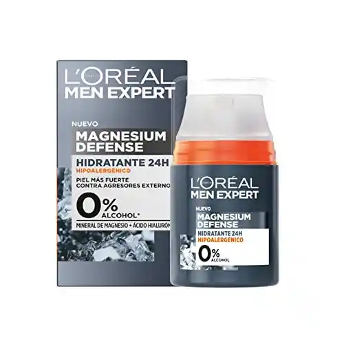 Crema Facial Hidratante 24H Hipoalergénica Magnesio + Ácido Hialurónico L'Oréal Men Expert