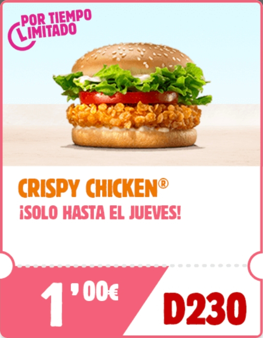 Crispy Chicken por 1€ en Burger King