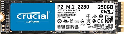 Crucial P2 CT250P2SSD8 SSD interno de 250 GB, velocidades de hasta 2400 MB/s
