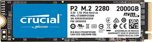 SSD Crucial P2 de 2TB, de hasta 2400 MB/s (3D NAND, NVMe, PCIe, M.2)