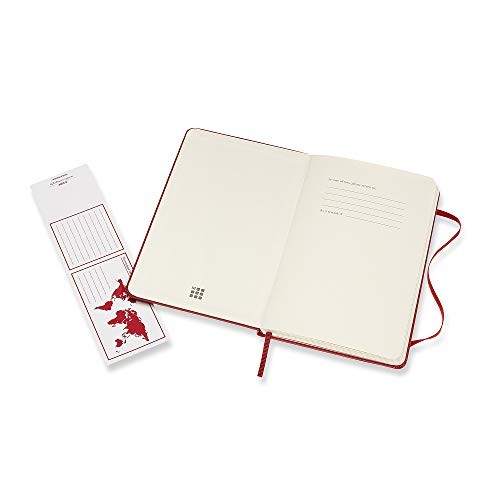 Cuaderno Clásico Moleskine con Páginas Cuadriculadas, Tapa Dura y Goma Elástica, Color Rojo Escarlata, Tamaño Medio 11.5 x 18 cm, 208 Páginas