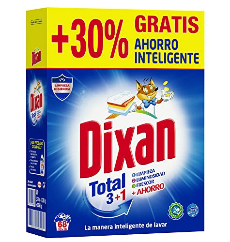 Detergente en polvo 68 lavados Dixan Polvo Total 3+1 para Lavadora (Compra recurrente)