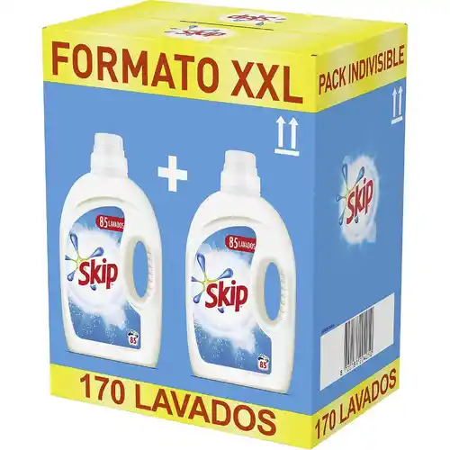 Detergente Líquido Skip XXL - Pack Ahorro 2 Unidades (170 Lavados) - Limpieza Profunda, Quita Manchas y fragancia fresca