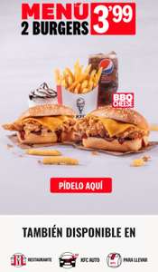 Menú 2 Burgers KFC 3’99€