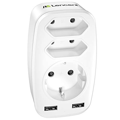 Enchufe con 3 tomas + 2 puertos USB