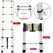Escalera Telescópica de Aluminio Multiusos Portátil Plegable Extensible
